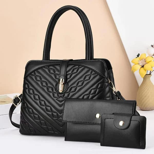 Black 3 In 1 Women Handbag